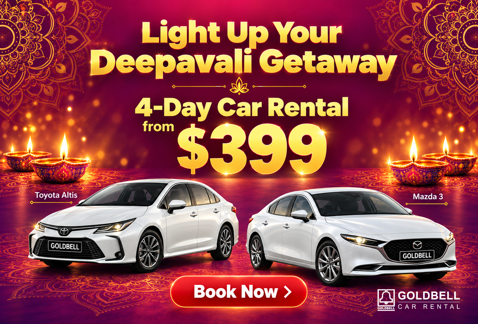 Deepavali Special: 4-Day Rental from $399!